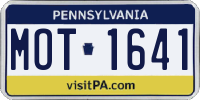 PA license plate MOT1641
