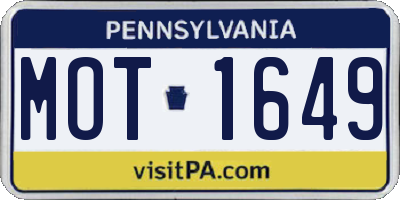 PA license plate MOT1649