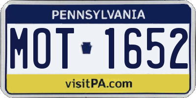 PA license plate MOT1652