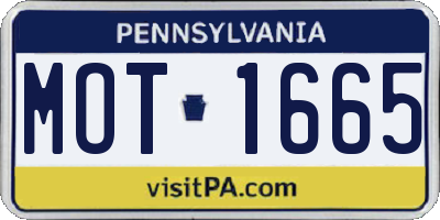 PA license plate MOT1665