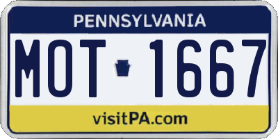 PA license plate MOT1667