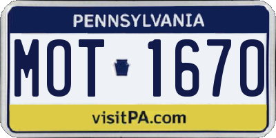 PA license plate MOT1670