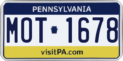PA license plate MOT1678
