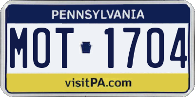 PA license plate MOT1704