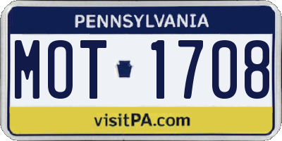 PA license plate MOT1708