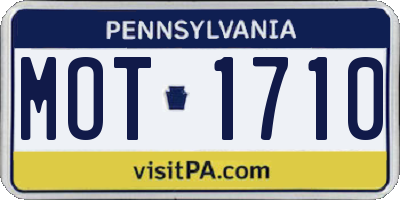 PA license plate MOT1710