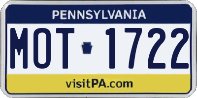 PA license plate MOT1722
