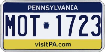 PA license plate MOT1723