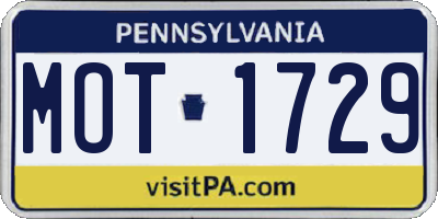 PA license plate MOT1729