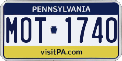 PA license plate MOT1740