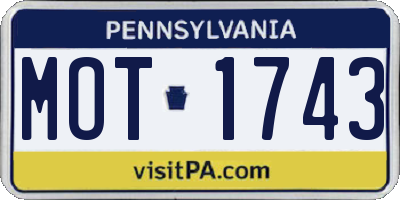 PA license plate MOT1743