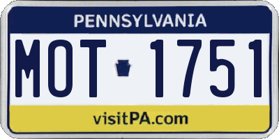 PA license plate MOT1751