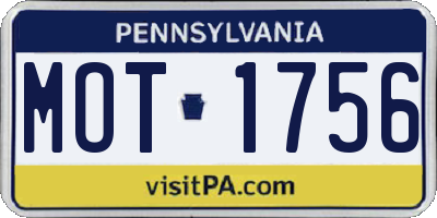 PA license plate MOT1756