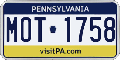 PA license plate MOT1758