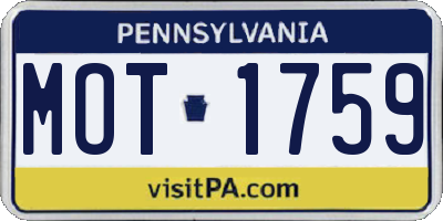 PA license plate MOT1759