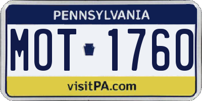 PA license plate MOT1760
