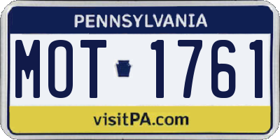 PA license plate MOT1761