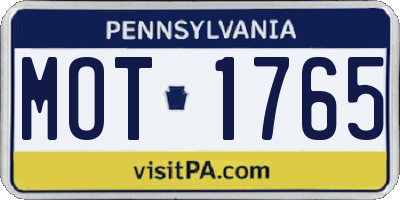 PA license plate MOT1765