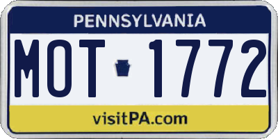 PA license plate MOT1772