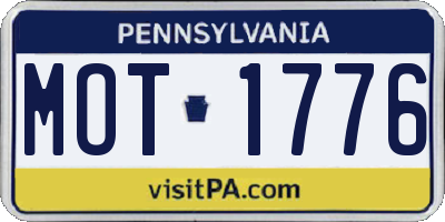 PA license plate MOT1776