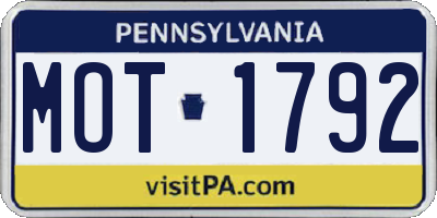 PA license plate MOT1792