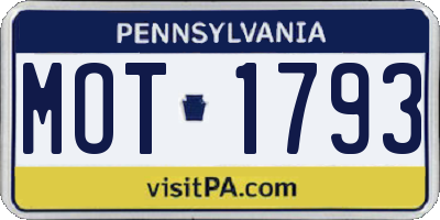 PA license plate MOT1793