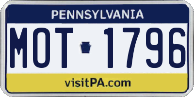 PA license plate MOT1796