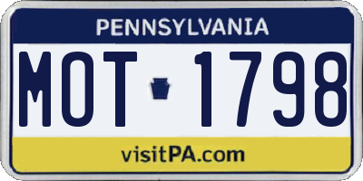 PA license plate MOT1798
