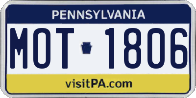 PA license plate MOT1806