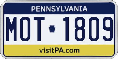PA license plate MOT1809