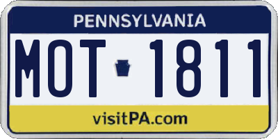 PA license plate MOT1811