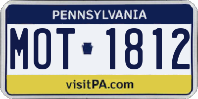 PA license plate MOT1812