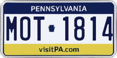 PA license plate MOT1814