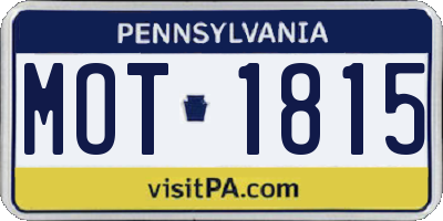 PA license plate MOT1815