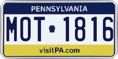 PA license plate MOT1816