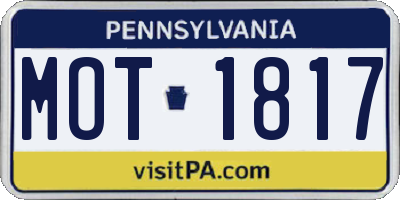 PA license plate MOT1817