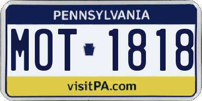 PA license plate MOT1818
