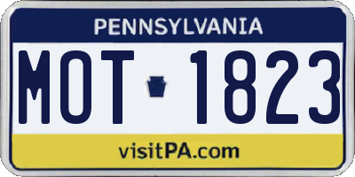 PA license plate MOT1823