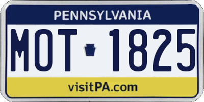 PA license plate MOT1825