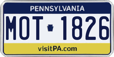 PA license plate MOT1826