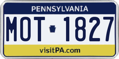 PA license plate MOT1827