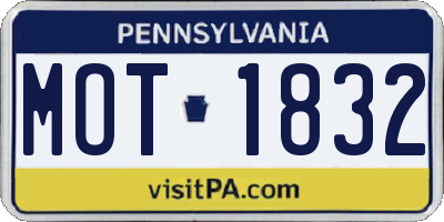 PA license plate MOT1832