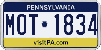 PA license plate MOT1834