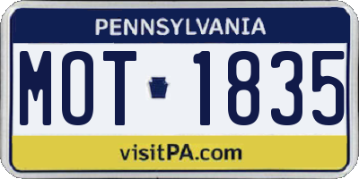 PA license plate MOT1835