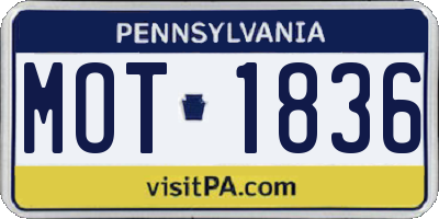 PA license plate MOT1836