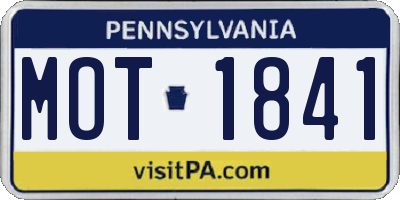 PA license plate MOT1841