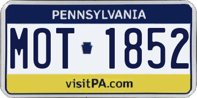 PA license plate MOT1852