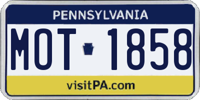 PA license plate MOT1858