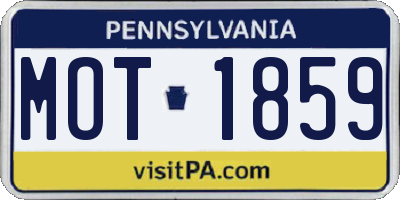 PA license plate MOT1859