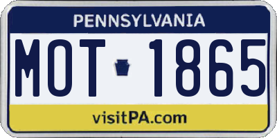 PA license plate MOT1865